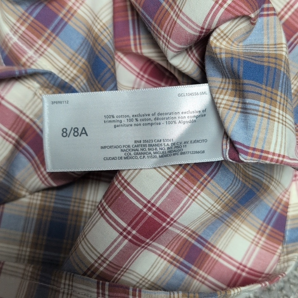 OshKosh B'gosh Boys Plaid Shirt - Red, Blue, White NWT Size 8 - Picture 6 of 7